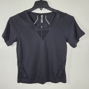 Varley Levinson Black Mesh Athletic Women's Tee XXS/XS